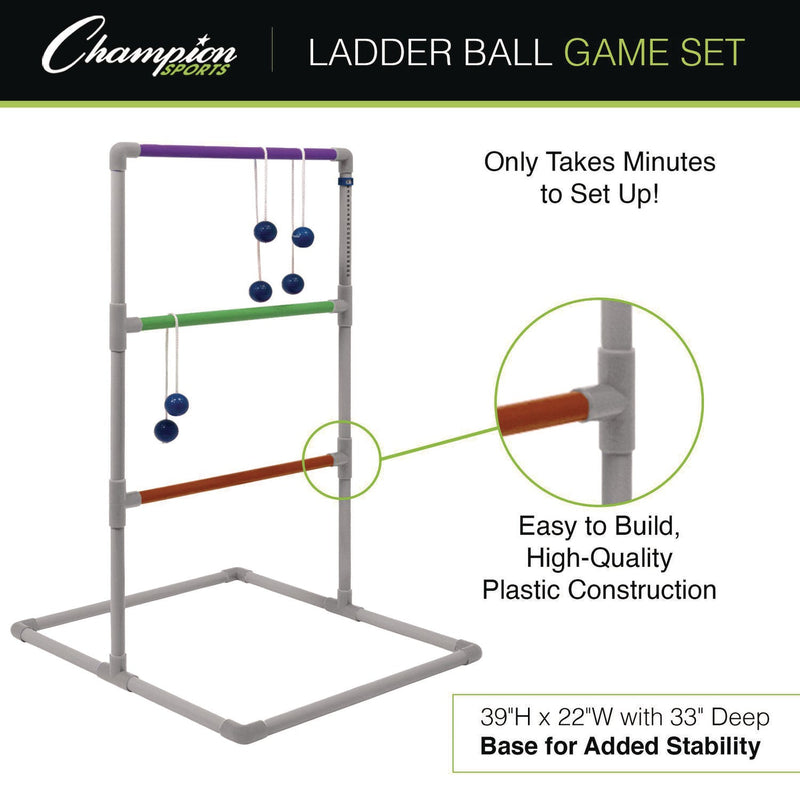 Champion Sports Pro Ladder Golf Game Set, (2) 22" x 37.5" Ladders/Six Bolas/Carry Bag (CSILGSTPRO) Each
