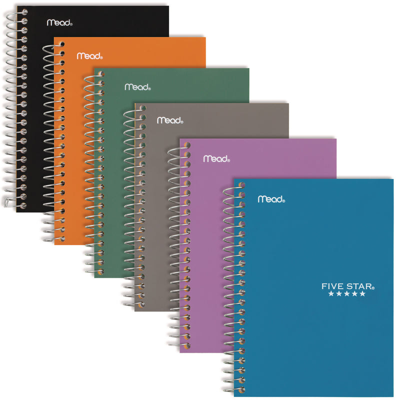 Five Star® Wirebound Notebook, 5-Subject, Medium/College Rule, Randomly Assorted Cover Color, (150) 9.5 x 7.25 Sheets (MEA840030) Each