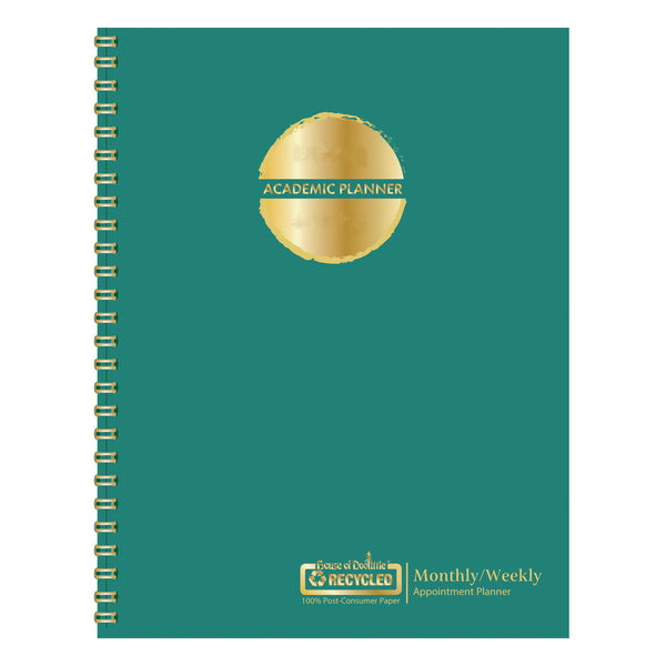 House of Doolittle™ 100% Recycled MonoBright Monthly/Weekly Planner, 11 x 8.5, Green/Gold Cover, 12-Month (July to June): 2025 to 2026 (HOD283509) Each