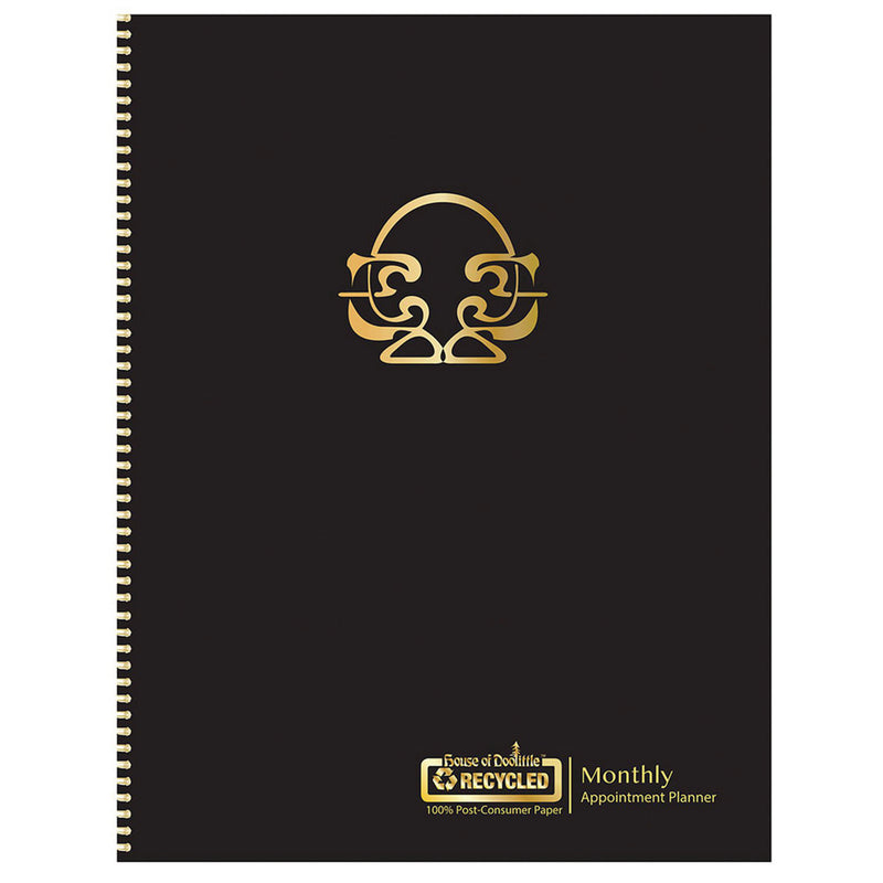 House of Doolittle™ 100% Recycled Deco Days Monthly Planner, 11 x 8.5, Black/Gold Cover, 12-Month (Jan to Dec): 2026 (HOD29102) Each