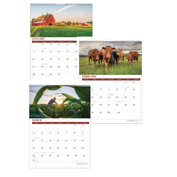 House of Doolittle™ 100% Recycled Farm Life Wall Calendar, 11 x 14, White/Multicolor Sheets, 12-Month (Jan-Dec): 2026 (HOD316) Each
