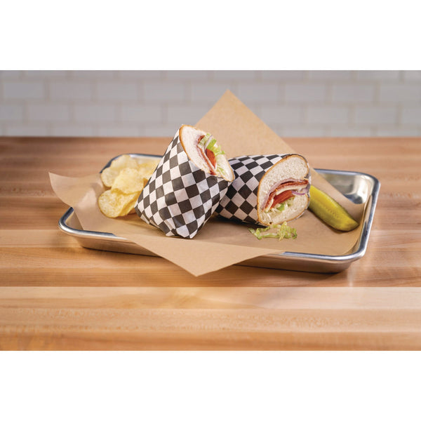 Paterson Grease-Resistant Food Wrap, 12" x 12", Black Check, 5,000/Carton (PDHWG01006) Case of 5000