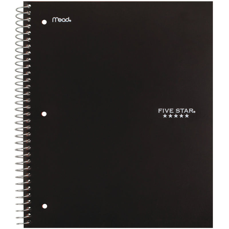 Five Star® Wirebound Notebook, 1-Subject, Wide/Legal Rule, Black Cover, (100) 10. x 8.63 Sheets (MEA930010A) Each