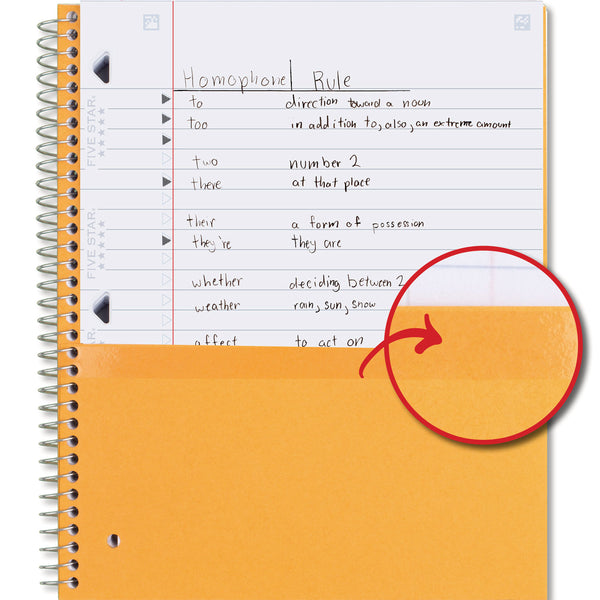Five Star® Wirebound Notebook, 3-Subject, Wide/Legal Rule, Assorted Cover Color, (150) 10.5 x 8.63 Sheets, 3/Pack (MEA930081) Pack of 3