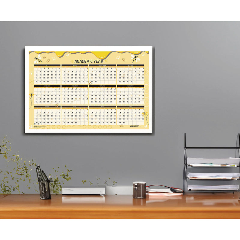 House of Doolittle™ 100% Recycled Academic Honeycomb Laminated Wall Calendar, 24 x 37, Tan/Yellow Sheets, 12-Month (July-June): 2024 to 2025 (HOD39855) Each