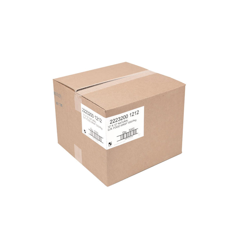 Paterson Grease-Resistant Food Wrap, 12" x 12", Natural, 5,000/Carton (PDHWG01009) Case of 5000