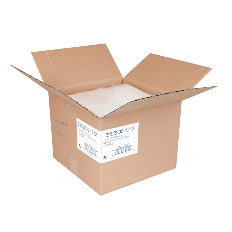 Paterson Grease-Resistant Food Wrap, 12" x, 12", White, 5,000/Carton (PDHWG01007) Case of 5000