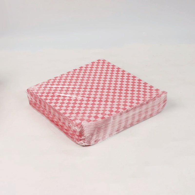 Paterson Grease-Resistant Food Wrap, 12" x 12", Red Check, 5,000/Carton (PDHWG01008) Case of 5000