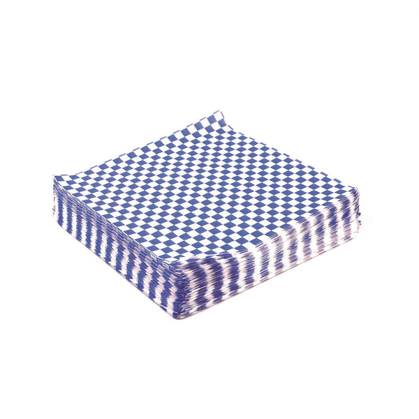 Paterson Grease-Resistant Food Wrap, 12" x 12", Blue Check, 5,000/Carton (PDHWG01014) Case of 5000