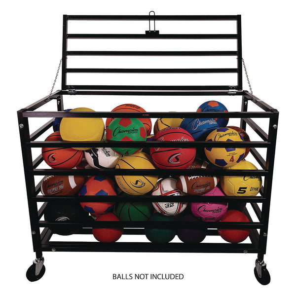 Champion Sports All Pro Lockable Ball Locker, Metal, 220 lb Capacity, 24 x 47 x 37, Black (CSIMBLX) Each