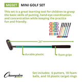 Champion Sports Mini Golf Set, 12 Balls/6 Putters/18 Rings/3 Target Holes (CSIMGSET) Each