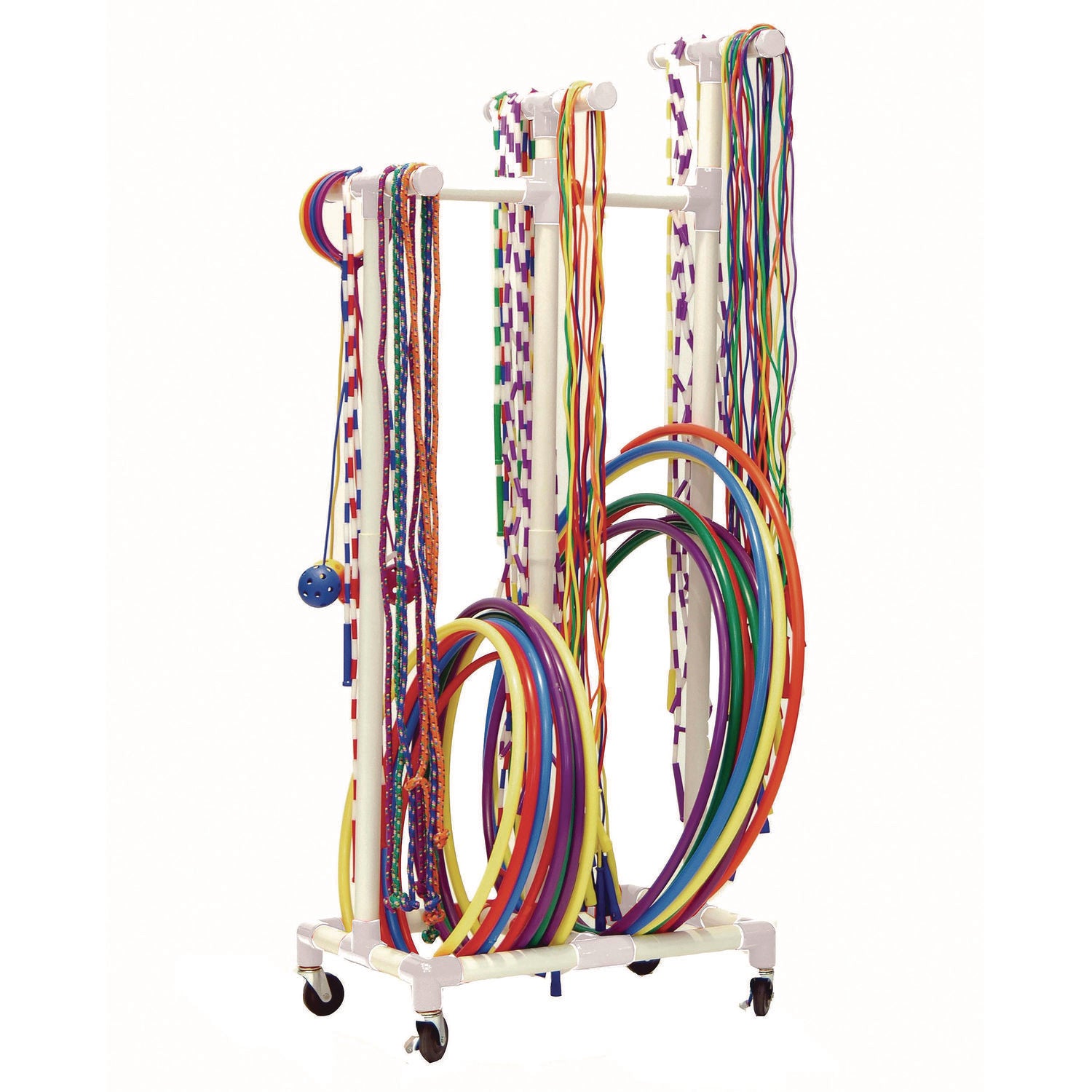 Champion Sports Jump Rope and Hoop Cart, Plastic, 19 x 28 x 69, White ...