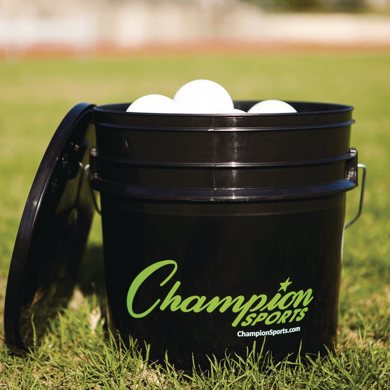 Champion Sports Lacrosse Balls in a Bucket, 11" x 11" Bucket with 36 White Rubber Balls (CSILBWN36) Each