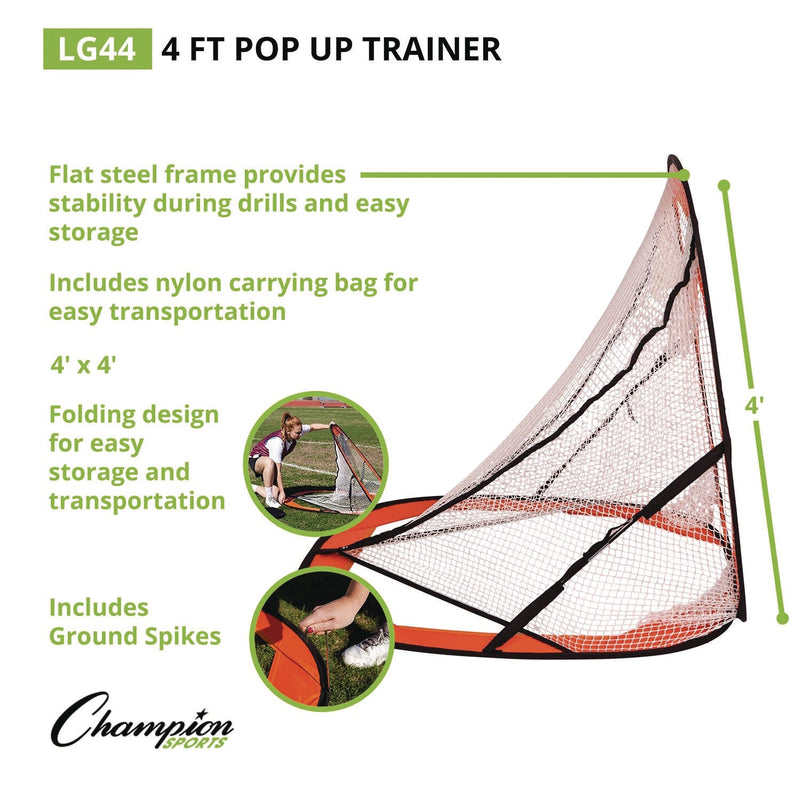 Champion Sports Lacrosse Pop Up Target Trainer, 4 ft x 4 ft (CSILG44) Each