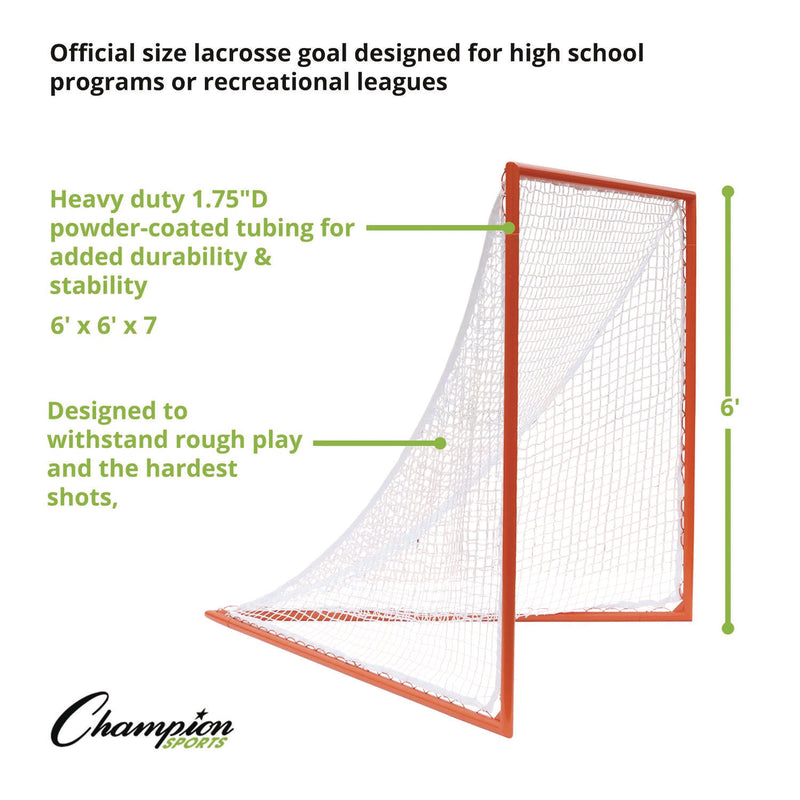 Champion Sports Pro High School Lacrosse Goal, 6 ft x 6 ft, 1.65" dia Frame (CSILNGHS) Each