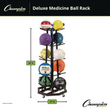 CH Products Deluxe Five-Row Mobile Medicine Ball Rack, Metal, 198 lb Capacity, 25" x 25" x 56", Black (CSIMBR3) Each