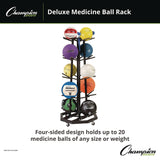 CH Products Deluxe Five-Row Mobile Medicine Ball Rack, Metal, 198 lb Capacity, 25" x 25" x 56", Black (CSIMBR3) Each