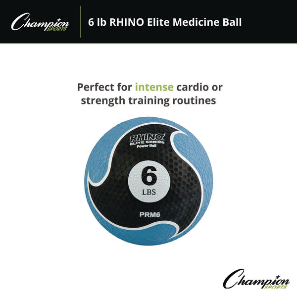 Champion Sports Rhino Elite Medicine Ball, 6 lb, Blue (CSIPRM6) Each