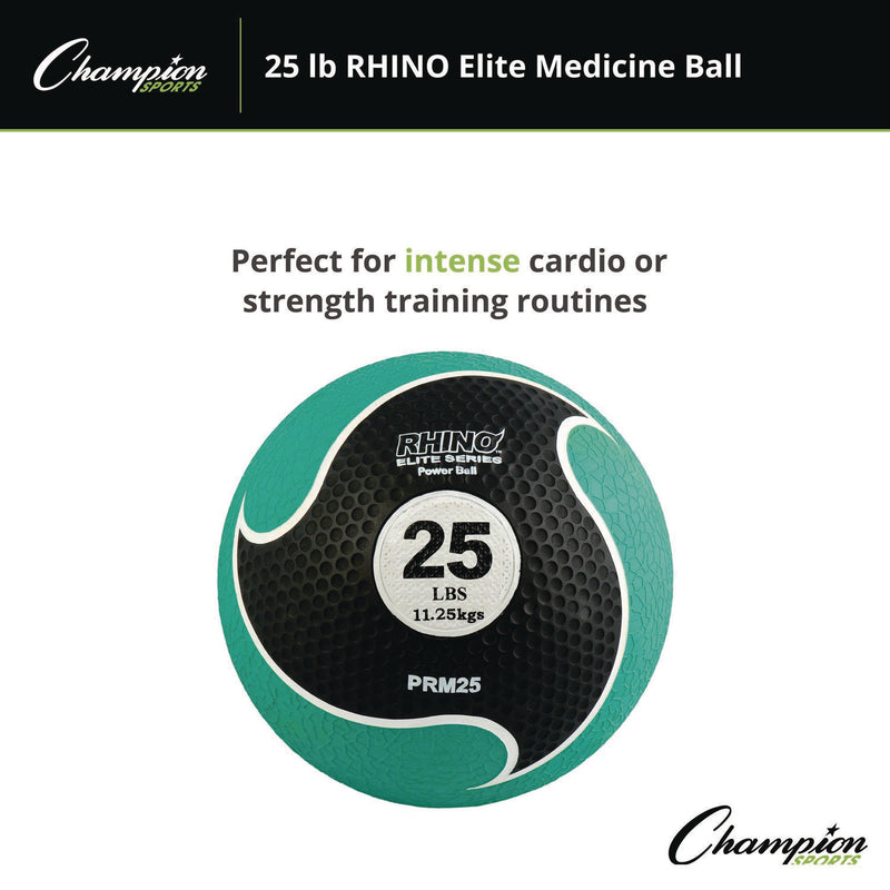 Champion Sports Rhino Elite Medicine Ball, 25 lb, Green (CSIPRM25) Each