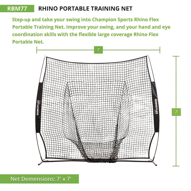 Champion Sports Rhino Portable Training Net, 7 ft x 7 ft (CSIRBM77) Each