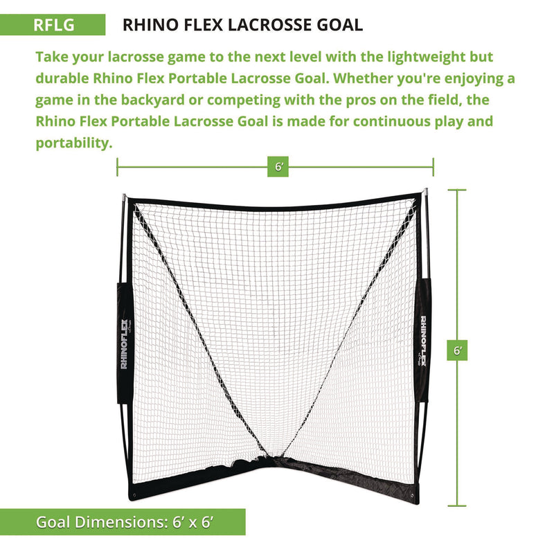 Champion Sports Rhino Flex Lacrosse Goal, 6 ft x 6 ft, 1" dia Frame (CSIRFLG) Each