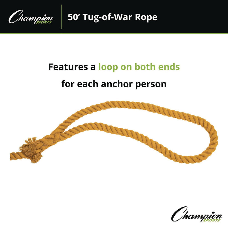 Champion Sports Tug-of-War Rope, 50 ft, 1" dia (CSITWR50) Each