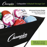 Champion Sports Pro Collapsible Volleyball Cart, 23" x 55" x 41", Black (CSIVCPRO) Each