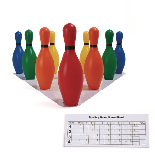 Champion Sports Plastic Bowling Pin Set, Assorted Colors, 10/Set (CSIBP10CLR) Each