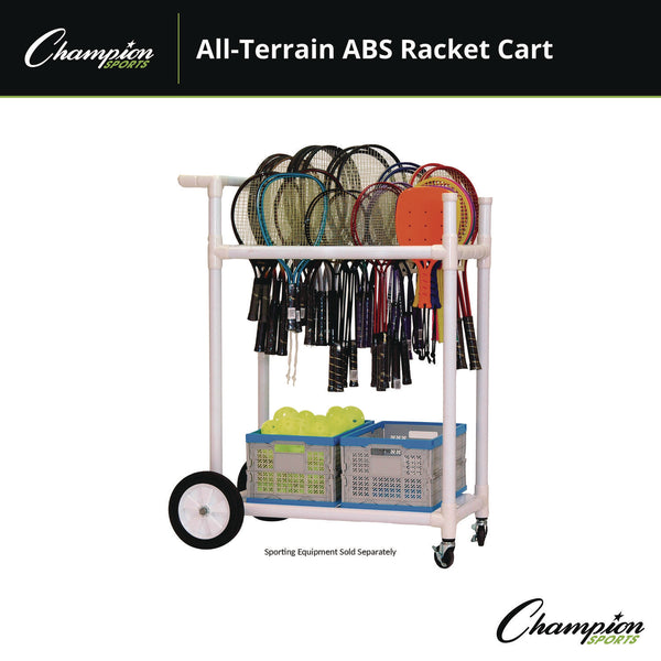 Champion Sports All-Terrain ABS Racket Cart, 20" Wide x 33" Long, White (CSIATRCT) Each