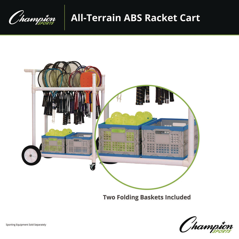Champion Sports All-Terrain ABS Racket Cart, 20" Wide x 33" Long, White (CSIATRCT) Each