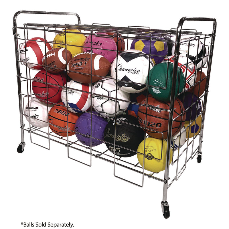 Champion Sports Portable Ball Locker, Metal, 176 lb Capacity, 24 x 41 x 36, Chrome (CSIBCX) Each