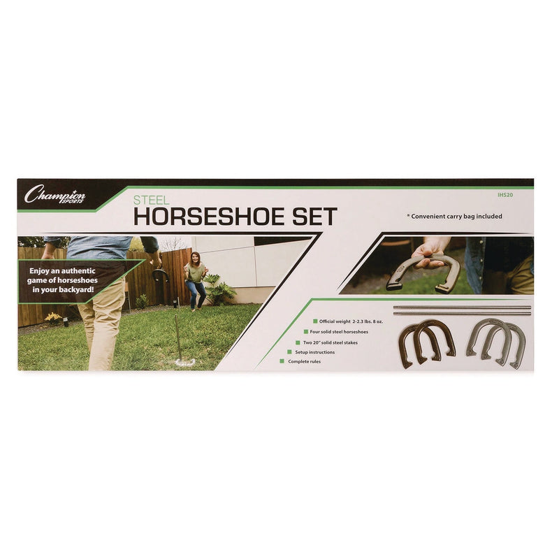 Champion Sports Steel Horseshoe Set, (4) Horseshoes/(2) 20" Stakes/Nylon Carry Bag (CSIIHS20) Each