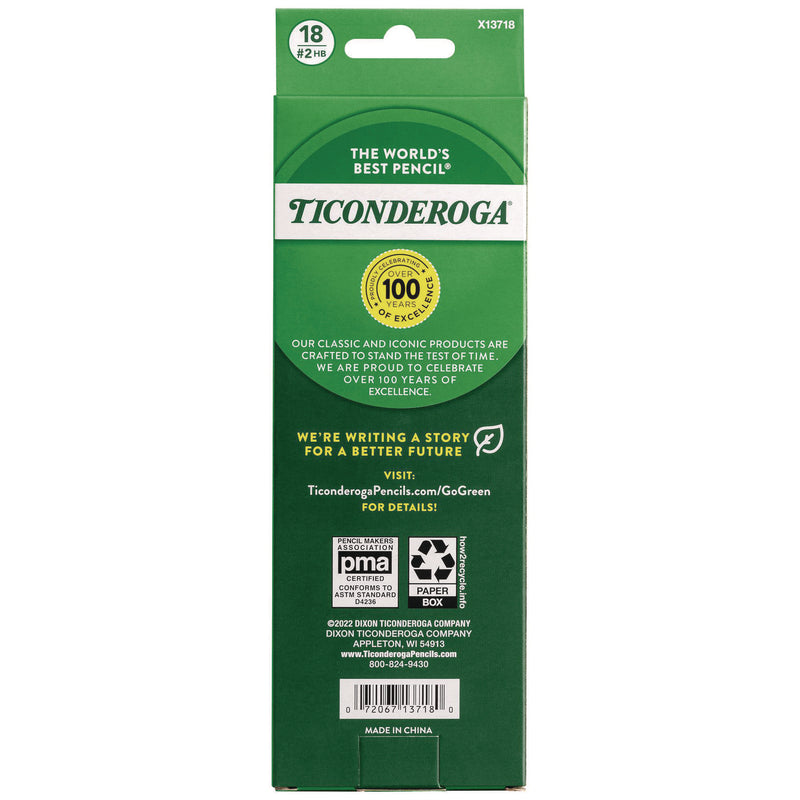 Ticonderoga® Pre-Sharpened Pencil, 2.2 mm, HB (#2), Black Lead, Pastel Assorted Barrel, 18/Pack (DIXX13718) Pack of 18