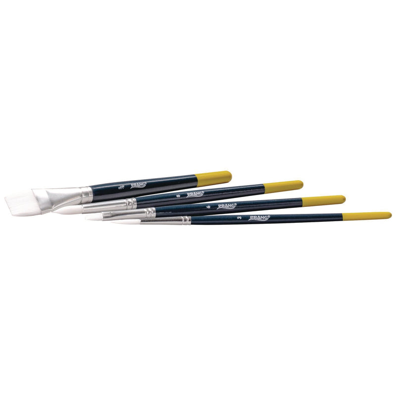 Prang® Hobby Four-Brush Set, Assorted, Synthetic, Flat; Round, 4/pack (DIXX94006) Pack of 4