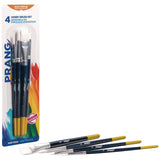 Prang® Hobby Four-Brush Set, Assorted, Synthetic, Flat; Round, 4/pack (DIXX94006) Pack of 4