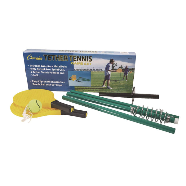 Champion Sports Tether Tennis Game Set, Two Paddles, Two Tennis Balls (CSITTGAME) Each