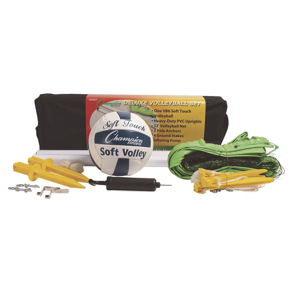 Champion Sports Deluxe Volleyball Set, Official-Size Volleyball, Volleyball Net (CSIVBSET) Each