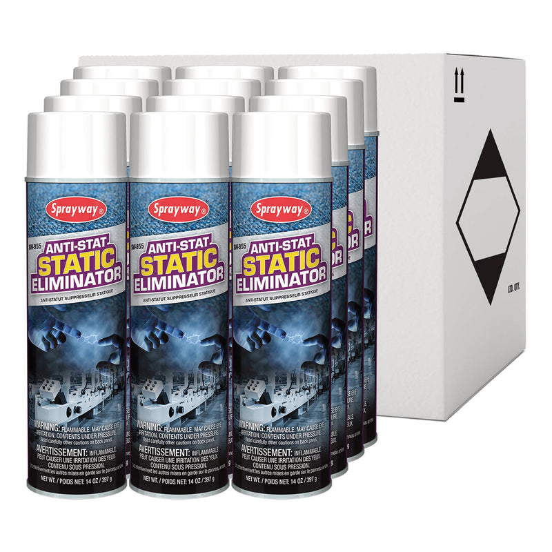 Sprayway Inc. Anti-Stat Static Eliminator, 14 oz Aerosol Can, 12/Carton (CGC955) Case of 12