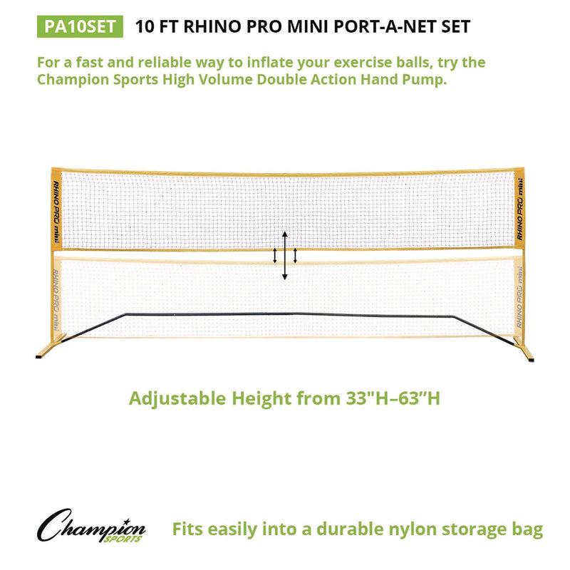 Champion Sports Rhino Port-A-Net Set, 33" to 63" x 120" (CSIPA10SET) Each