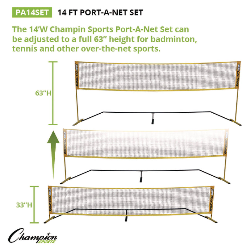 Champion Sports Rhino Port-A-Net Set, 36" to 60" x 168" (CSIPA14SET) Each