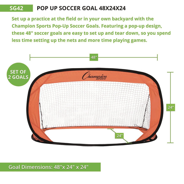 Champion Sports Pop Up Soccer Goal, 4 ft x 2 ft, Pair (CSISG42) 1 Pair
