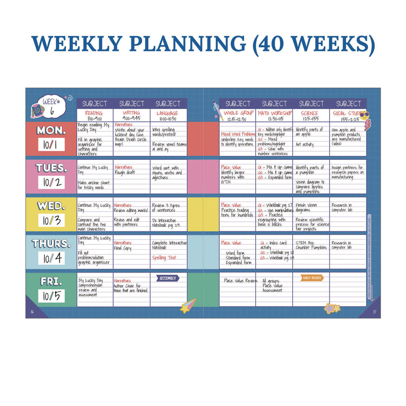 Carson-Dellosa Education Teacher Planners, Weekly/Monthly, Two-Page Spread, 11 x 8.5, Multicolor Cover, We Stick Together Theme (CDP105050) Each