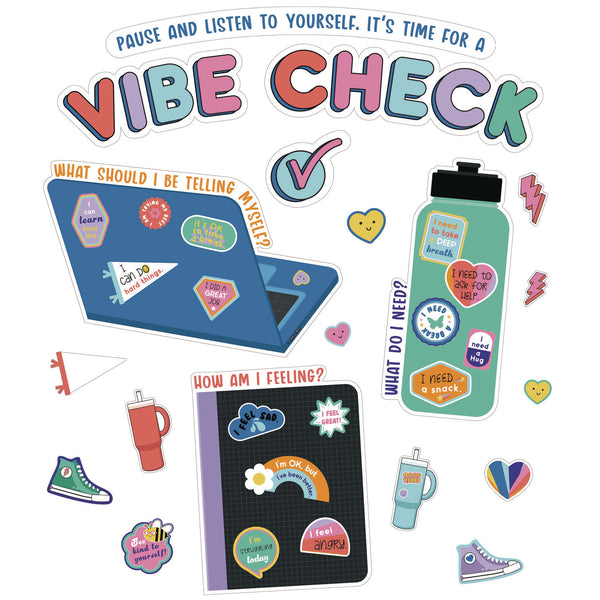 Carson-Dellosa Education Decorative Bulletin Board Set, 51-Piece Set, We Stick Together: Vibe Check, 14.1" x 17.9", Multicolor (CDP110584) Each