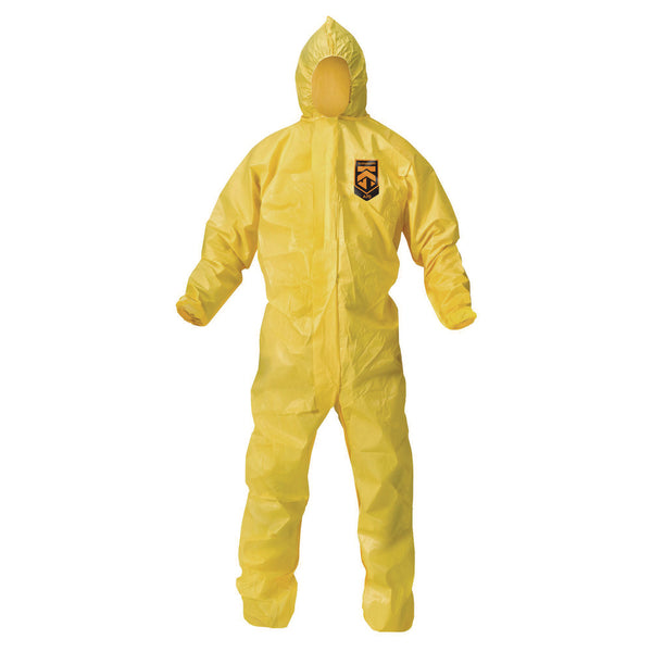 KleenGuard™ A70 Chemical Spray Protection Coveralls, Elastic Wrists, Ankles, Hood, 3X-Large, Yellow, 12/Carton (ANS09816) Case of 12