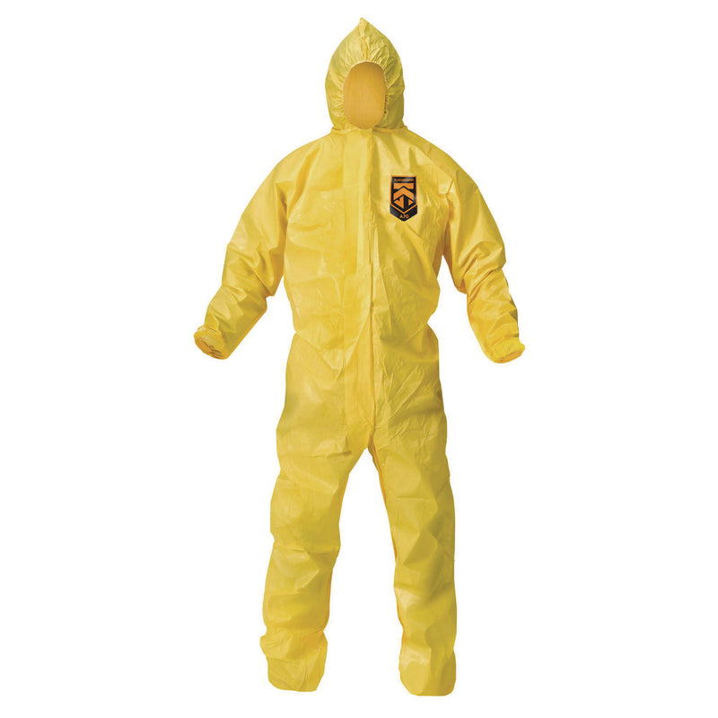 KleenGuard™ A70 Chemical Spray Protection Coveralls, Elastic Wrists, Ankles, Hood, 3X-Large, Yellow, 12/Carton (ANS09816) Case of 12