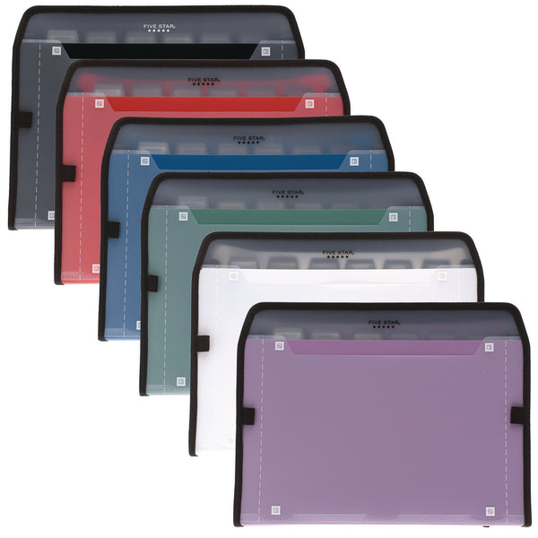 Five Star® Expanding File, 7.5" Expansion, 7 Sections, Zipper Closure, Letter Size, Randomly Assorted Colors (MEA350099) Each