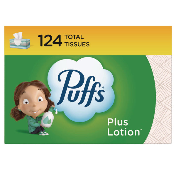 Puffs® Plus Lotion Facial Tissue, 2-Ply, White, 124 Sheets/Box, 24 Boxes/Carton (PGC39346) Case of 24