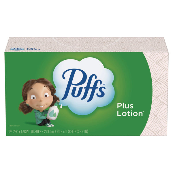 Puffs® Plus Lotion Facial Tissue, 2-Ply, White, 124 Sheets/Box, 24 Boxes/Carton (PGC39346) Case of 24