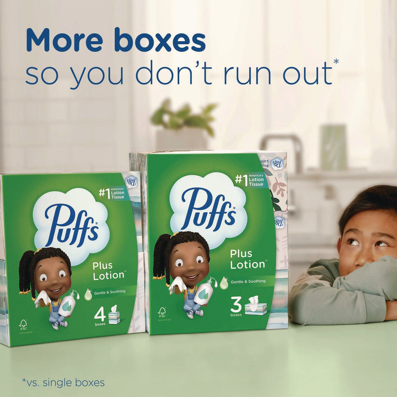 Puffs® Plus Lotion Facial Tissue, 2-Ply, White, 124 Sheets/Box, 24 Boxes/Carton (PGC39346) Case of 24