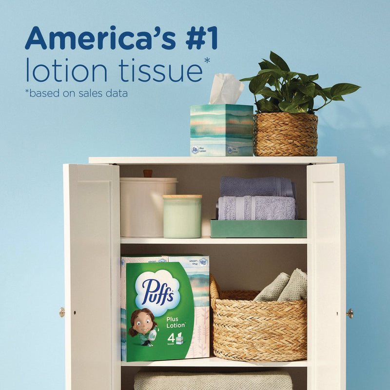 Puffs® Plus Lotion Facial Tissue, 2-Ply, White, 124 Sheets/Box, 24 Boxes/Carton (PGC39346) Case of 24